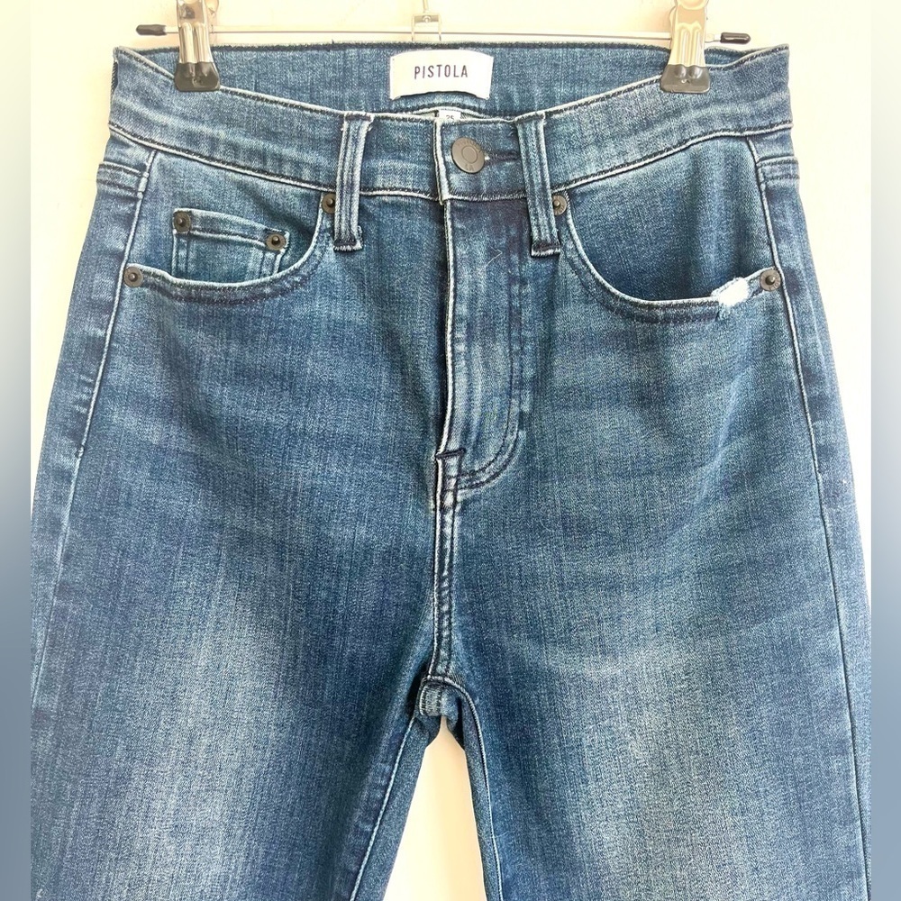 PISTOLA Women Denim Riley Mid-Rise Relaxed Jeans Straight Leg Spandex Size 25 - Picture 3 of 16